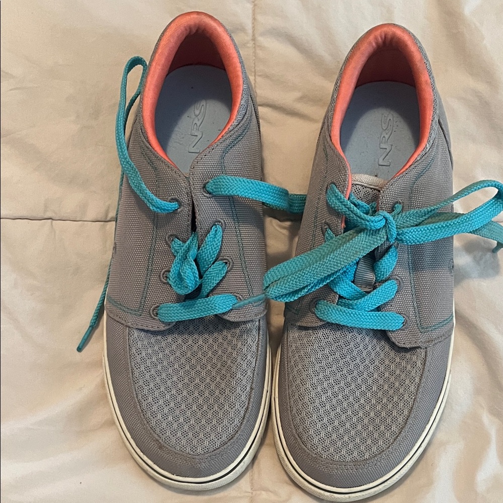 NRS Gray water  Shoes with Blue Laces